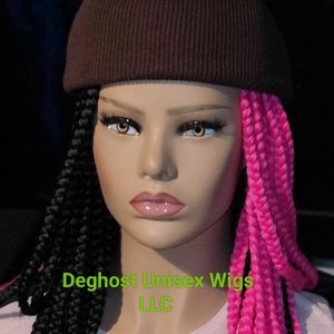 Braided Wig Band with Random Turban or Skull Cap